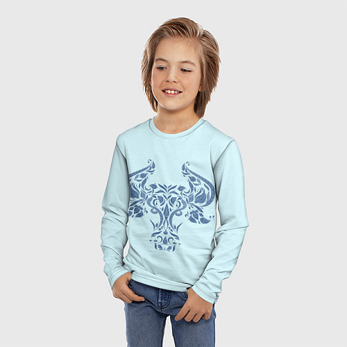 Детский лонгслив Бык узорный / 3D-принт – фото 3