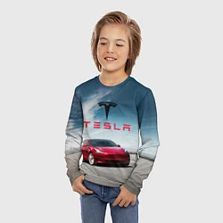 Лонгслив детский Tesla Model 3, цвет: 3D-принт — фото 2