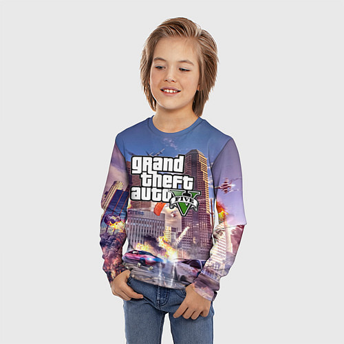 Детский лонгслив ЭКШЕН Grand Theft Auto V / 3D-принт – фото 3