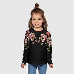 Лонгслив детский Цветы, цвет: 3D-принт — фото 2