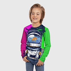 Лонгслив детский Астронавт аквариум в краске, цвет: 3D-принт — фото 2