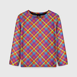 Лонгслив детский Клеточный узор, цвет: 3D-принт