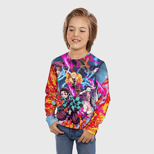 Детский лонгслив КЛИНОК РАССЕКАЮЩИЙ ДЕМОНОВ / 3D-принт – фото 3