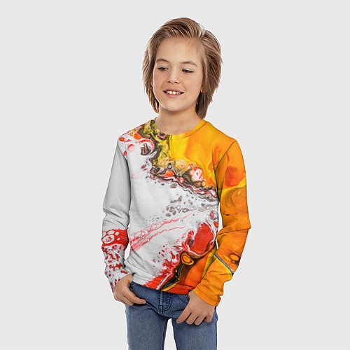 Детский лонгслив Рисунок желтой краской / 3D-принт – фото 3