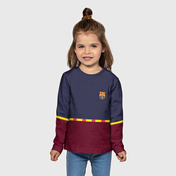 Лонгслив детский FC Barcelona Flag and team Logo 202122, цвет: 3D-принт — фото 2