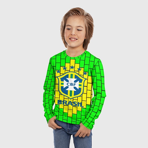 Детский лонгслив Сборная Бразилии / 3D-принт – фото 3
