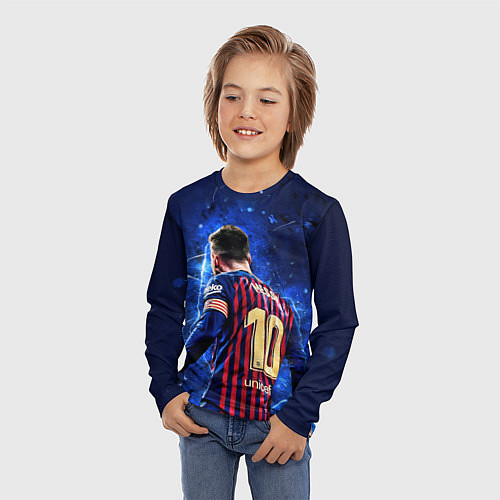 Детский лонгслив Leo Messi Лео Месси 10 / 3D-принт – фото 3