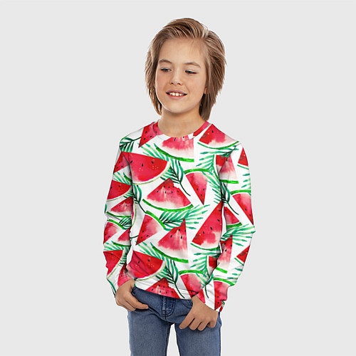 Детский лонгслив Арбузное настроение / 3D-принт – фото 3
