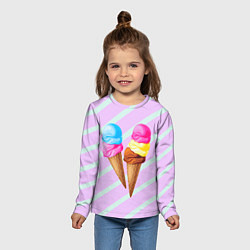 Лонгслив детский Мороженое графический фон, цвет: 3D-принт — фото 2