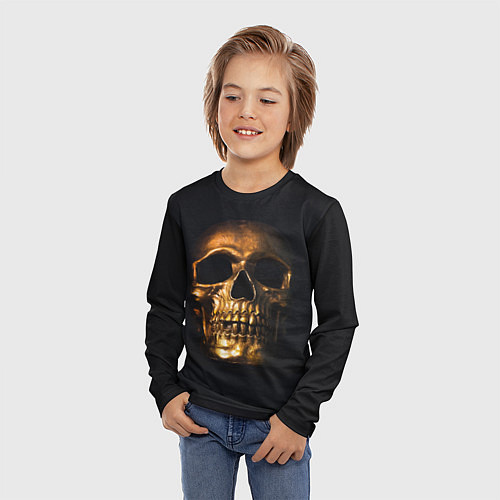 Детский лонгслив Golden Skull / 3D-принт – фото 3