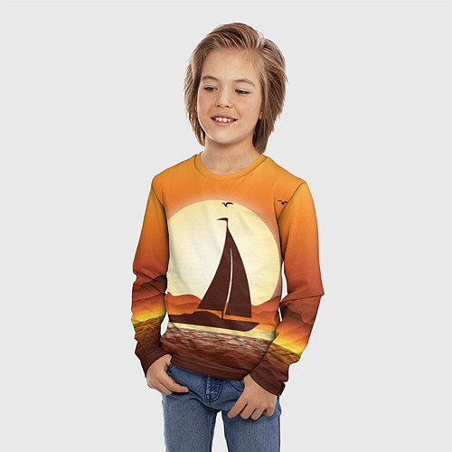 Детский лонгслив Кораблик на закате / 3D-принт – фото 3