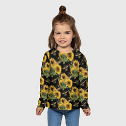 Лонгслив детский Fashion Sunflowers and bees, цвет: 3D-принт — фото 2