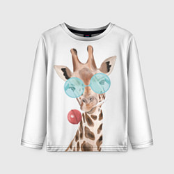 Лонгслив детский Жираф в очках, цвет: 3D-принт