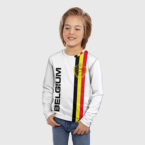 Детский лонгслив СБОРНАЯ БЕЛЬГИИ / 3D-принт – фото 3