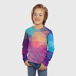 Лонгслив детский Цветные полигоны - Градиент, цвет: 3D-принт — фото 2