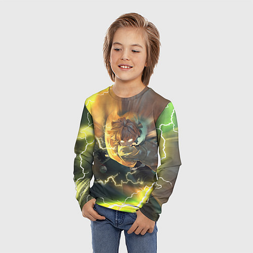 Детский лонгслив ZENITSU ЗЕНИТСУ ЛОГО спина / 3D-принт – фото 3