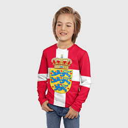 Лонгслив детский Дания Герб и флаг Дании, цвет: 3D-принт — фото 2