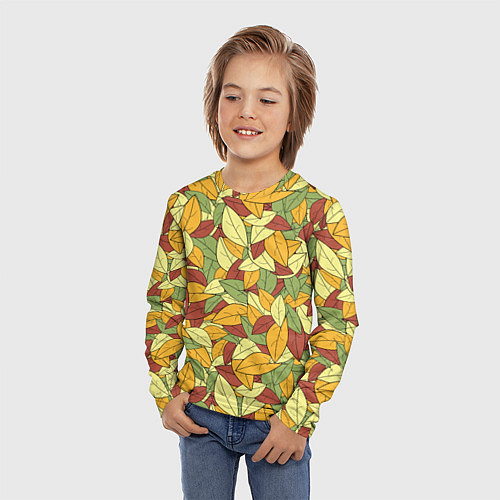 Детский лонгслив Яркие осенние листья / 3D-принт – фото 3