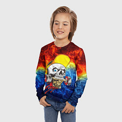 Лонгслив детский Череп со скейтом, цвет: 3D-принт — фото 2