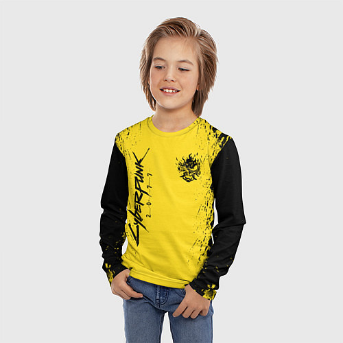Детский лонгслив CYBERPUNK 2077 КИБЕРПАНК 2077 / 3D-принт – фото 3
