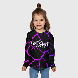 Лонгслив детский НЕОНОВЫЕ ТРЕЩИНЫ ГЕНШИН, цвет: 3D-принт — фото 2