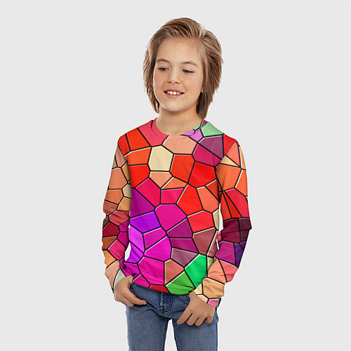 Детский лонгслив Мозаика цветная / 3D-принт – фото 3