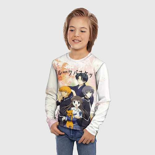 Детский лонгслив Корзинка фруктов персонажи / 3D-принт – фото 3