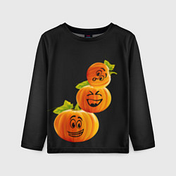 Лонгслив детский Хэллоуин смешные тыквы, цвет: 3D-принт