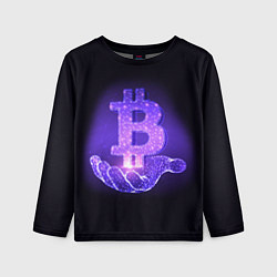 Лонгслив детский BITCOIN IN HAND БИТКОИН, цвет: 3D-принт