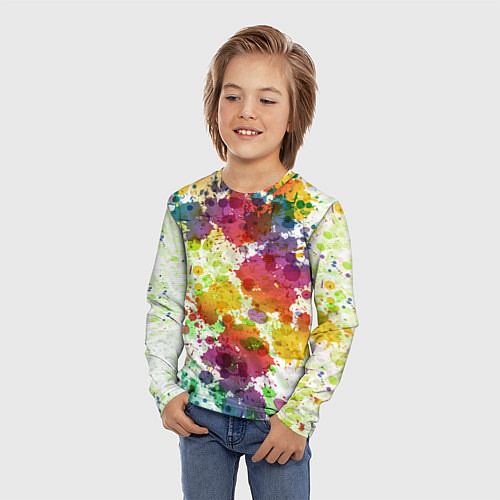 Детский лонгслив Красно-жёлтые пятна / 3D-принт – фото 3