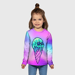 Лонгслив детский Мороженое Ice Scream Череп Z, цвет: 3D-принт — фото 2