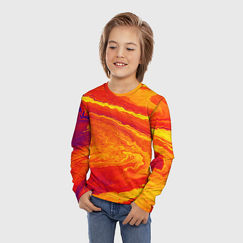 Детский лонгслив ПЯТНО ЮПИТЕРА ОРАНЖЕВЫЙ ГРАНЖ / 3D-принт – фото 3