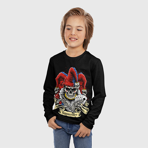 Детский лонгслив КиШ ЧЕРЕП В КОЛПАКЕ / 3D-принт – фото 3