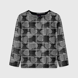 Лонгслив детский Черно-серый клетчатый узор, цвет: 3D-принт