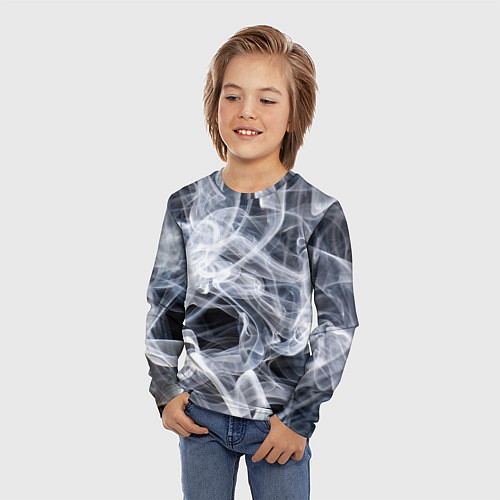 Детский лонгслив Графика дыма / 3D-принт – фото 3