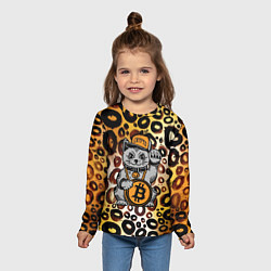 Лонгслив детский BitCoin кот, цвет: 3D-принт — фото 2