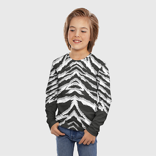 Детский лонгслив Белая шкура тигра / 3D-принт – фото 3