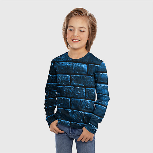 Детский лонгслив Неоновая, кирпичная стена / 3D-принт – фото 3