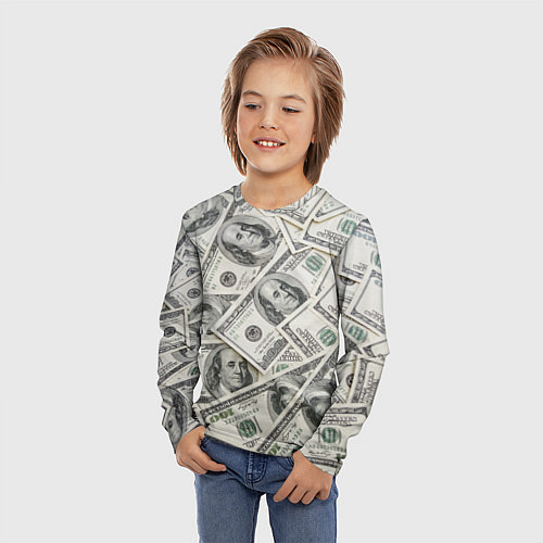 Детский лонгслив Dollars money / 3D-принт – фото 3