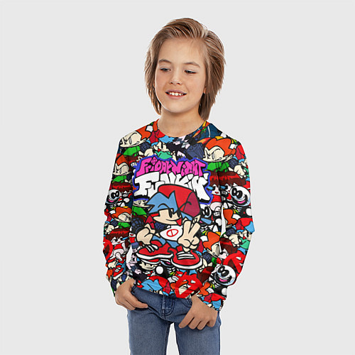 Детский лонгслив FRIDAY NIGHT FUNKIN ВСЕ ПЕРСОНАЖИ / 3D-принт – фото 3