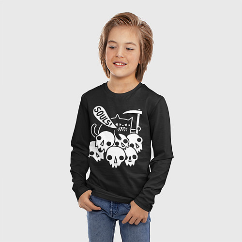 Детский лонгслив Кот - Жнец / 3D-принт – фото 3