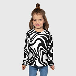 Лонгслив детский Черно-белые полосы Black and white stripes, цвет: 3D-принт — фото 2