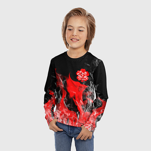 Детский лонгслив Чёрный клевер: Пламя / 3D-принт – фото 3