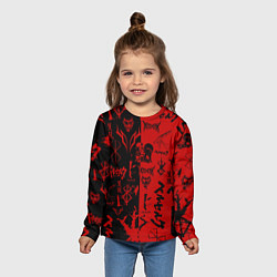 Лонгслив детский BERSERK BLACK RED БЕРСЕРК ПАТТЕРН, цвет: 3D-принт — фото 2