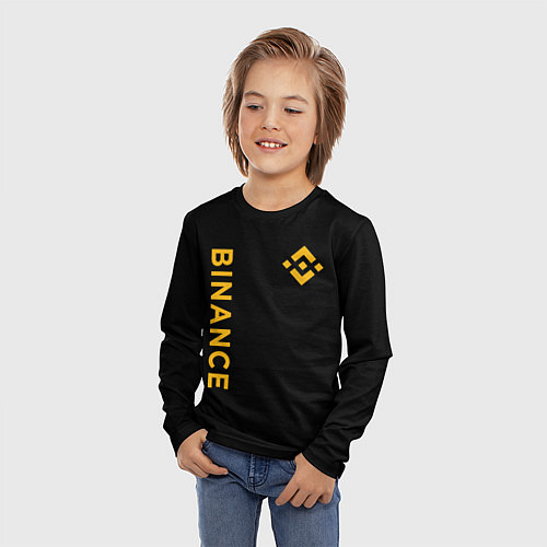 Детский лонгслив БИНАНС ЛОГО КАРБОН BINANCE LOGO / 3D-принт – фото 3