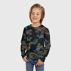 Лонгслив детский Цветные драконы, цвет: 3D-принт — фото 2