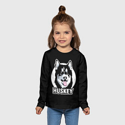 Лонгслив детский Собака Хаски Husky, цвет: 3D-принт — фото 2