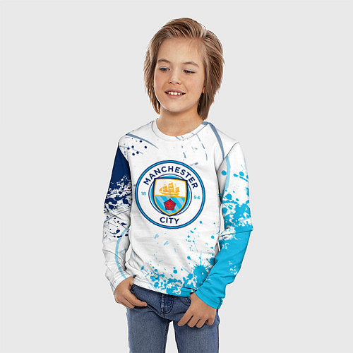 Детский лонгслив Manchester City - Футбольный клуб / 3D-принт – фото 3