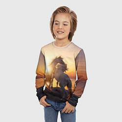 Лонгслив детский Лошади на закате, цвет: 3D-принт — фото 2