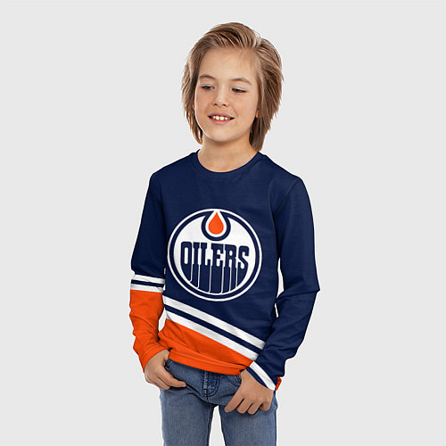 Детский лонгслив Edmonton Oilers Эдмонтон Ойлерз / 3D-принт – фото 3